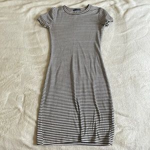 Black and white striped bodycon mini dress